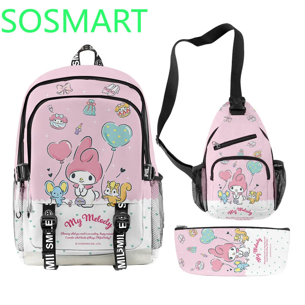 

Симпатичный красивый новый продукт с 3D принтом вокруг Sanrio Melody, школьный рюкзак, сумка для карандашей, сумка на плечо, детский подарок на день рождения