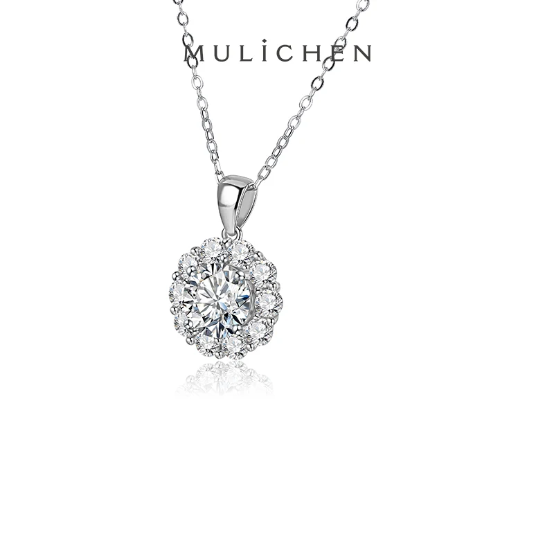 

MULICHEN Excellent Cut D Color 2 Carat Moissanite Luxury Necklaces Party Surprise Gift Silver Necklace Pendants Jewelry Women