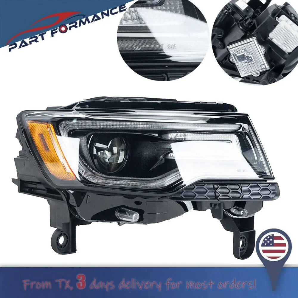 

HID Headlight Lamp Assembly RH Right Passenger Side Car Accessories Fits Jeep Grand Cherokee 2016-2021 Black