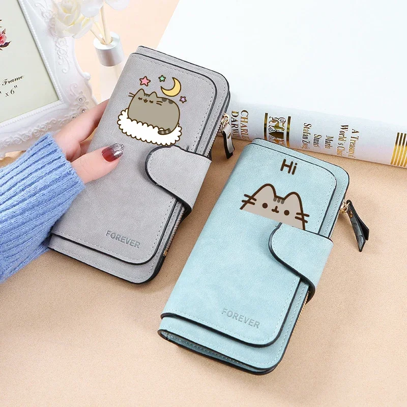 Фото Pusheen кошельки из искусственной кожи аниме толстые кошки с принтом кошельки для монет модный женский горизонтальный кошелек милые детские держатели для карт подарок на день рождения и Рождество №1
