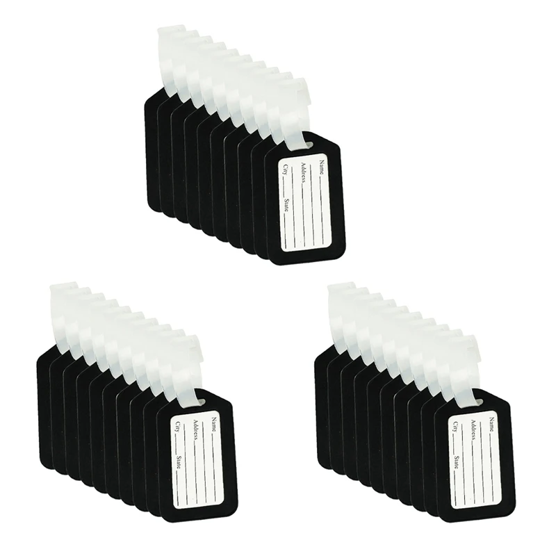 

Hot SV-30Pcs Luggage Tags Suitcase Label Bag Travel Accessories Black