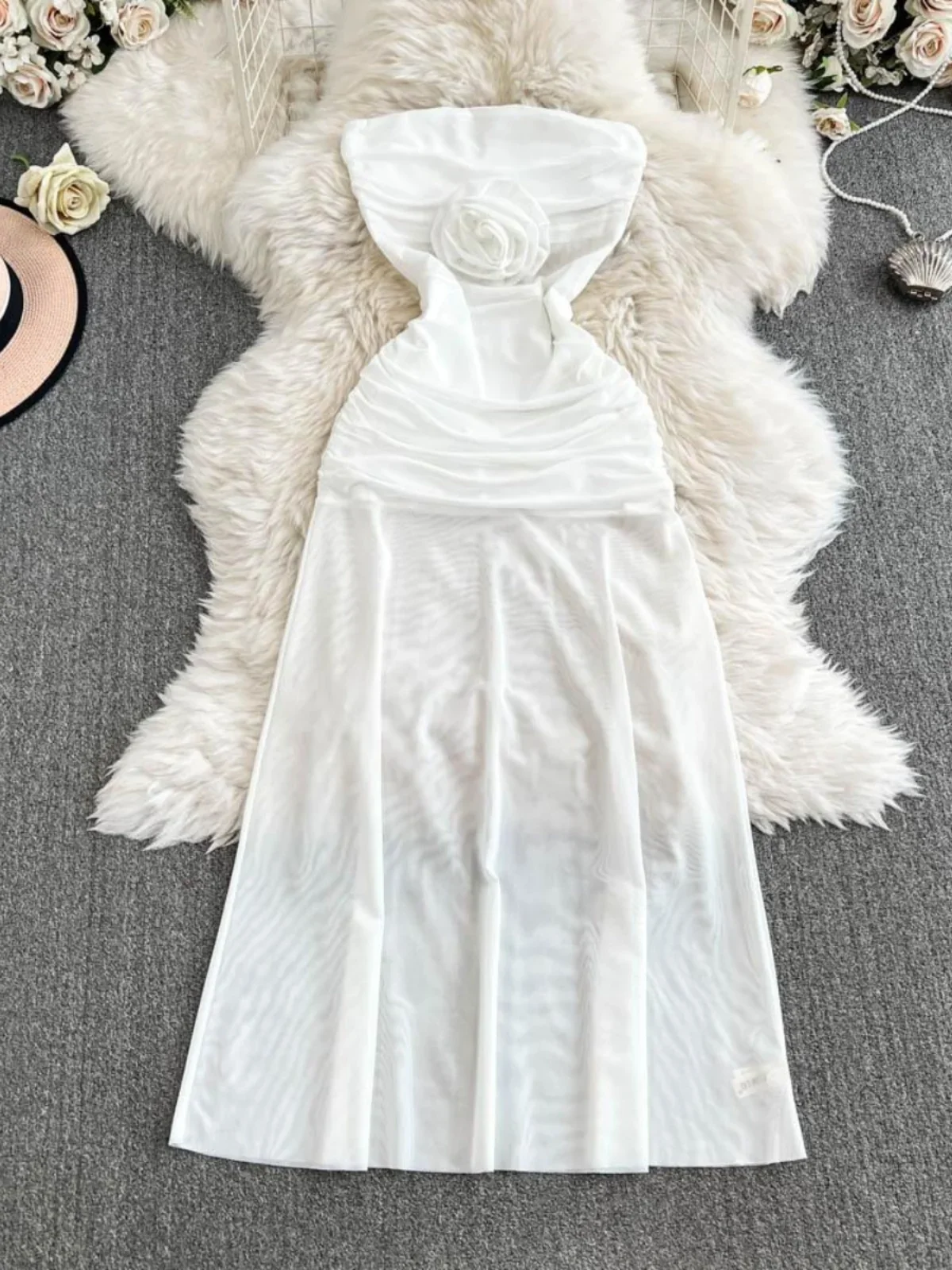 SsTss 2025 новое элегантное 3D цветочное платье-русалка без бретелек платье-труба