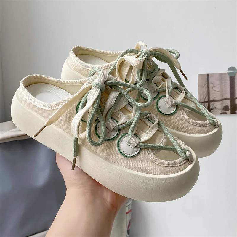 

Thick-sole Canvas Shoes Women's Casual Slippers Designers Shoes for Women Breathable Vulcanized Shoe Fashion Zapatillas Mujer