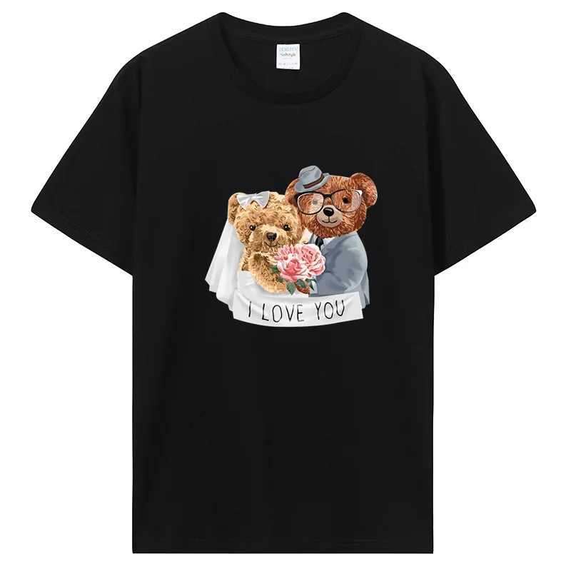 Футболка Мужская/женская с коротким рукавом и принтом медведя