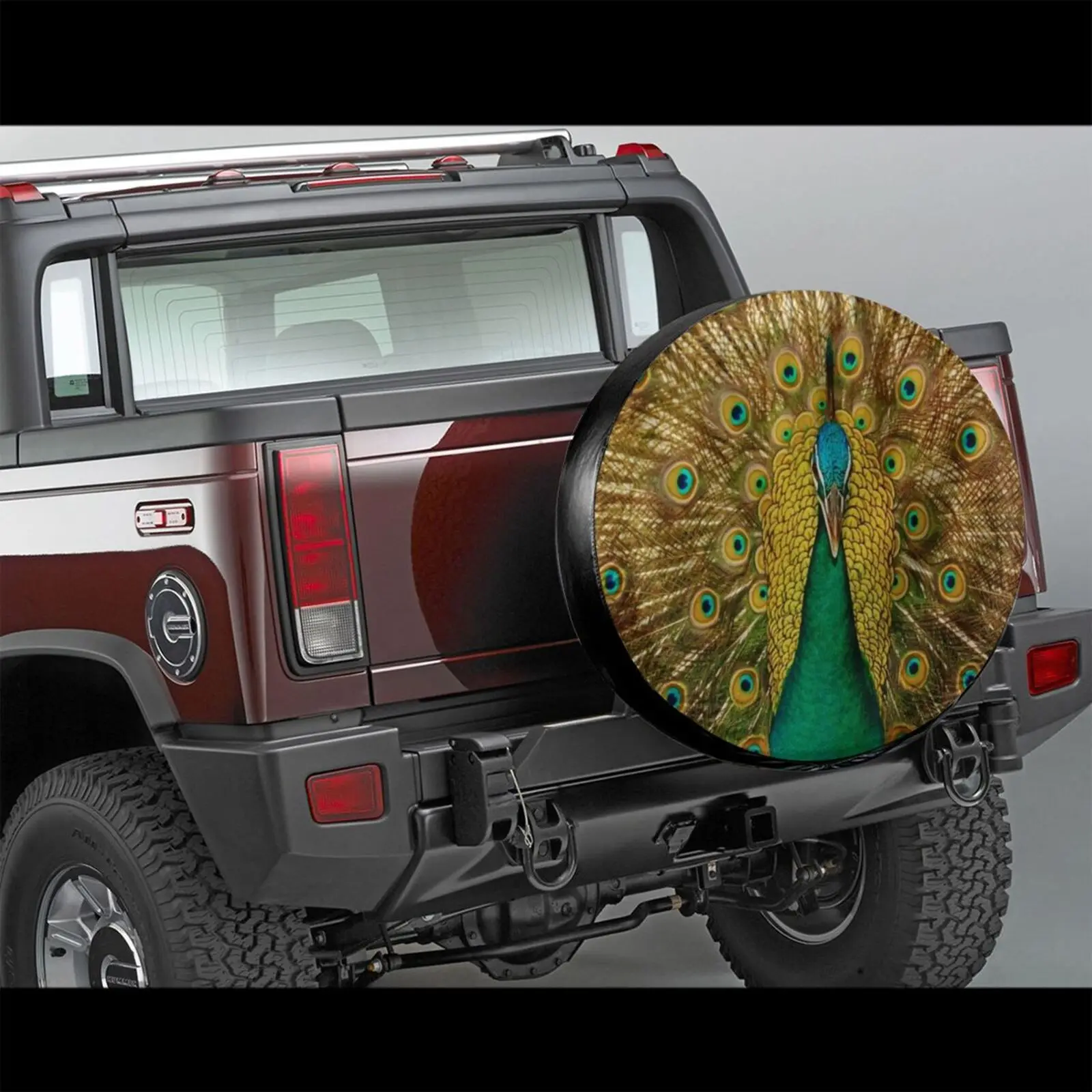 

Spare Tire Cover for Car, Golden Green Peacock, Feathers Plumage, Bird Pheasant, Nature Meditation, Animal Birds,