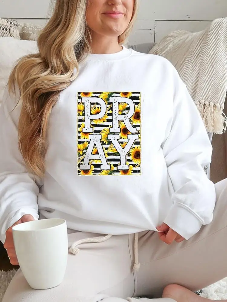 

Autumn Spring Fall Women Long Sleeve Female Casual Flower Floral Faith Trend Clothes Fashion 90s Graphic Pullovers Sweatshirts