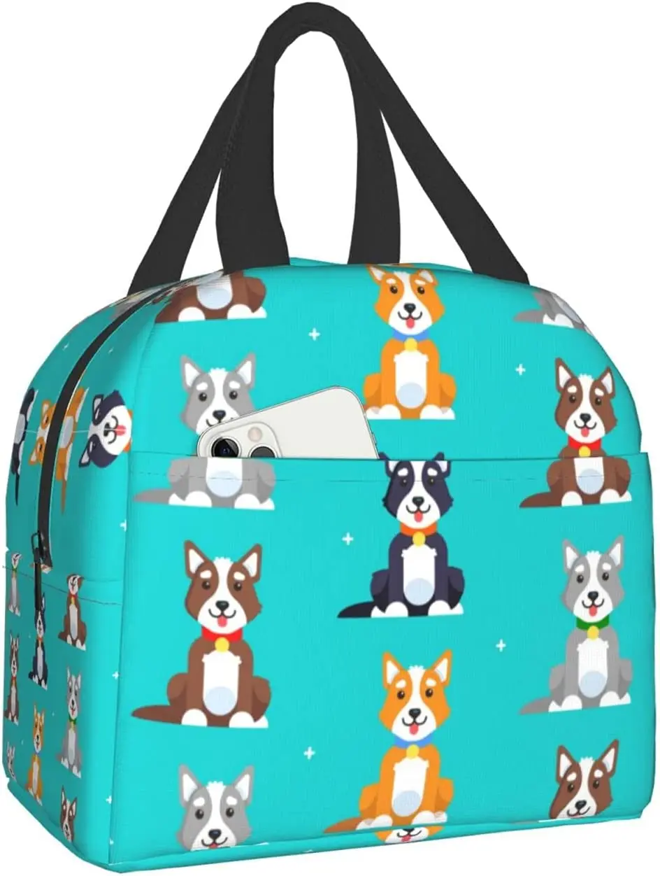 

Мультяшная сумка для ланча с собаками, компактная сумка-тоут, симпатичный лабрадор, многоразовый Ланч-бокс, контейнер для женщин, мужчин, дл...