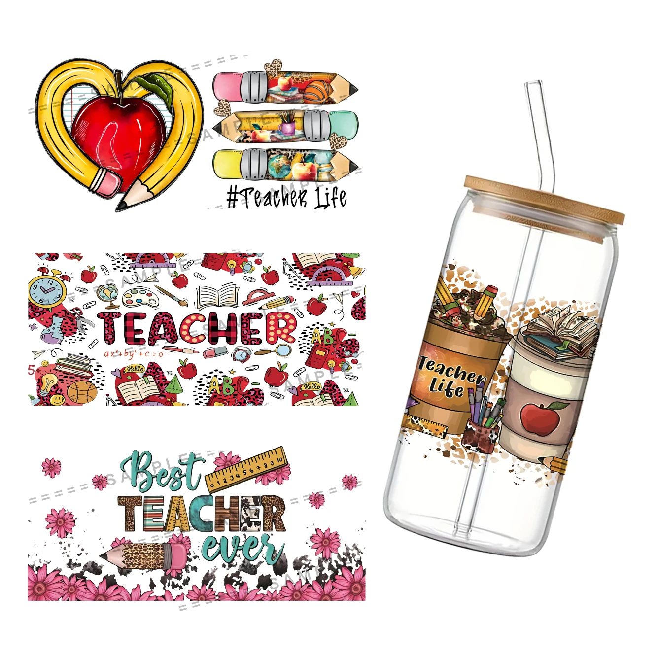 Серия школьных учителей для Libbey 16 унций банка стекло UV DTF кофейная студентов