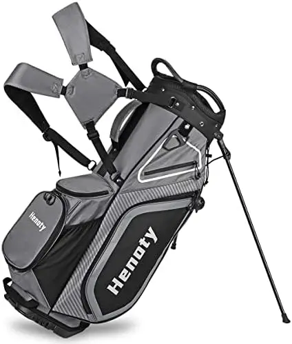 

Stand Bag 14 Way Top Dividers Ergonomic, Lightweight Golf Stand Bag with Stand 8 Pockets, Cooler Pouch, Dust Cover, Backpack Str