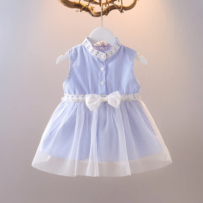 

Lawadka 9M-4T Summer Striped Baby Girls Dresses Sleeveless Children Clothes For Girls Casual Cotton Dress For Girls Bow Clothing