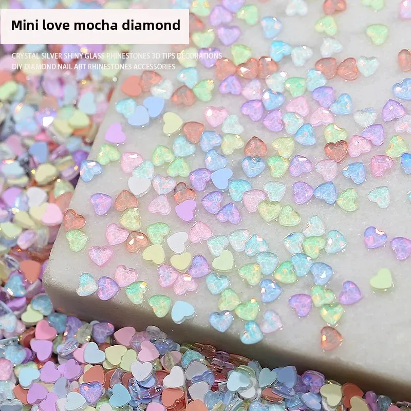 Mini Heart Nail Art Accessories Mixed Diamonds Flat Bottom Drill Decorations Wholesale Wearable