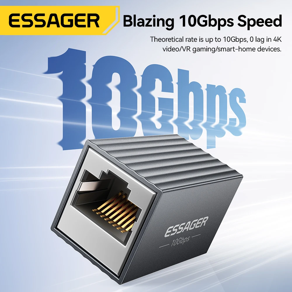 Фото Соединитель Essager RJ45, удлинитель сети 10 Гбит/с для кабеля Cat8/7/6/5e Gigabit Ethernet, адаптер, переходник «мама-мама» №2
