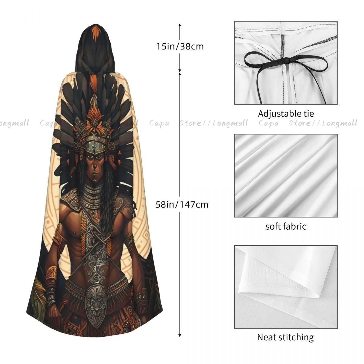 Накидка вампира для взрослых халат с капюшоном родной ацтекский принт