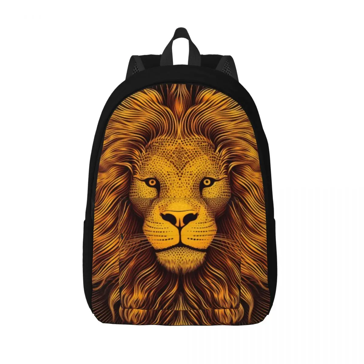 

Lion Canvas Backpacks Portraits Psychedelic Lines Durable Modern Backpack Travel Bags