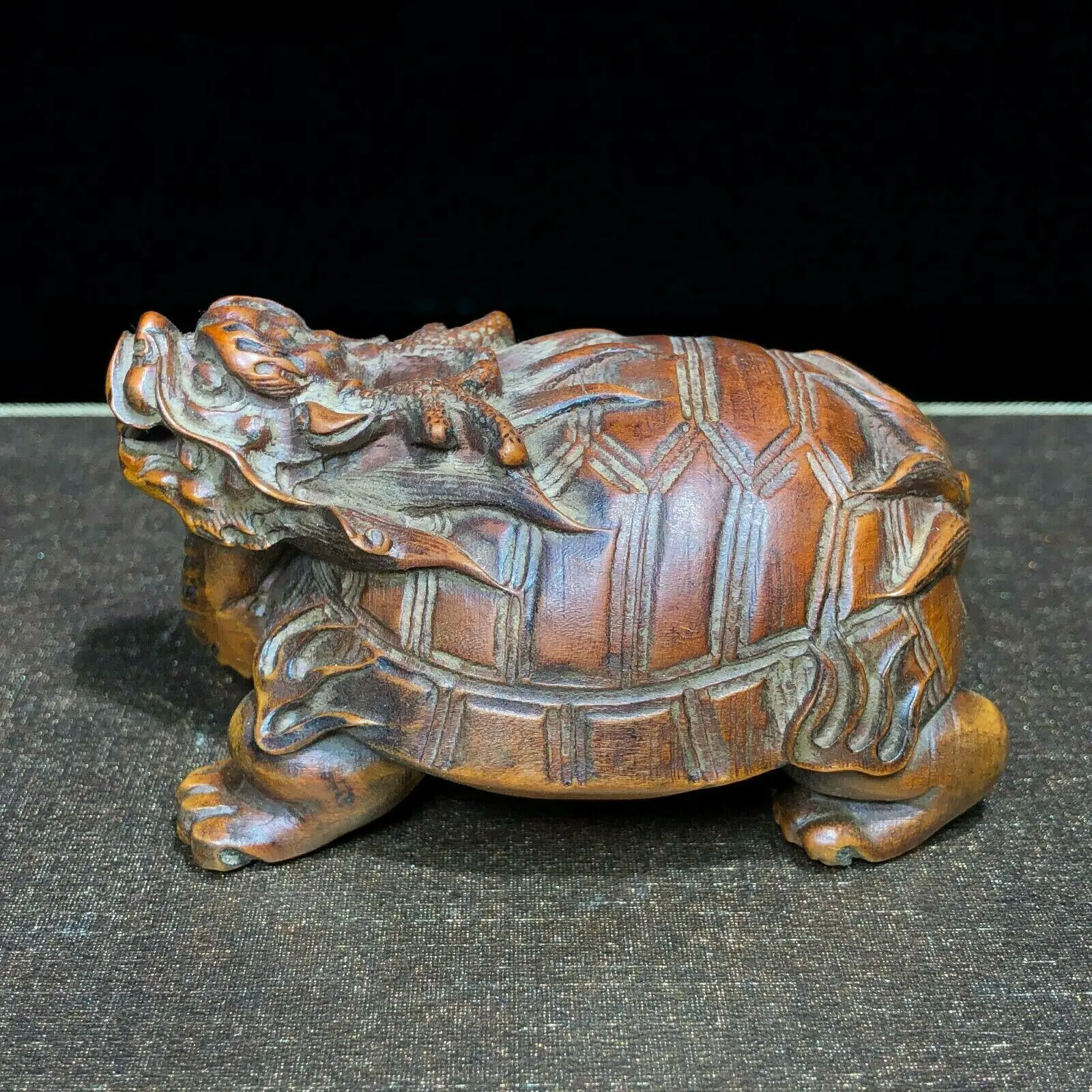 

Collectible Old Boxwood Wealth Dragon Turtle Vintage Statue