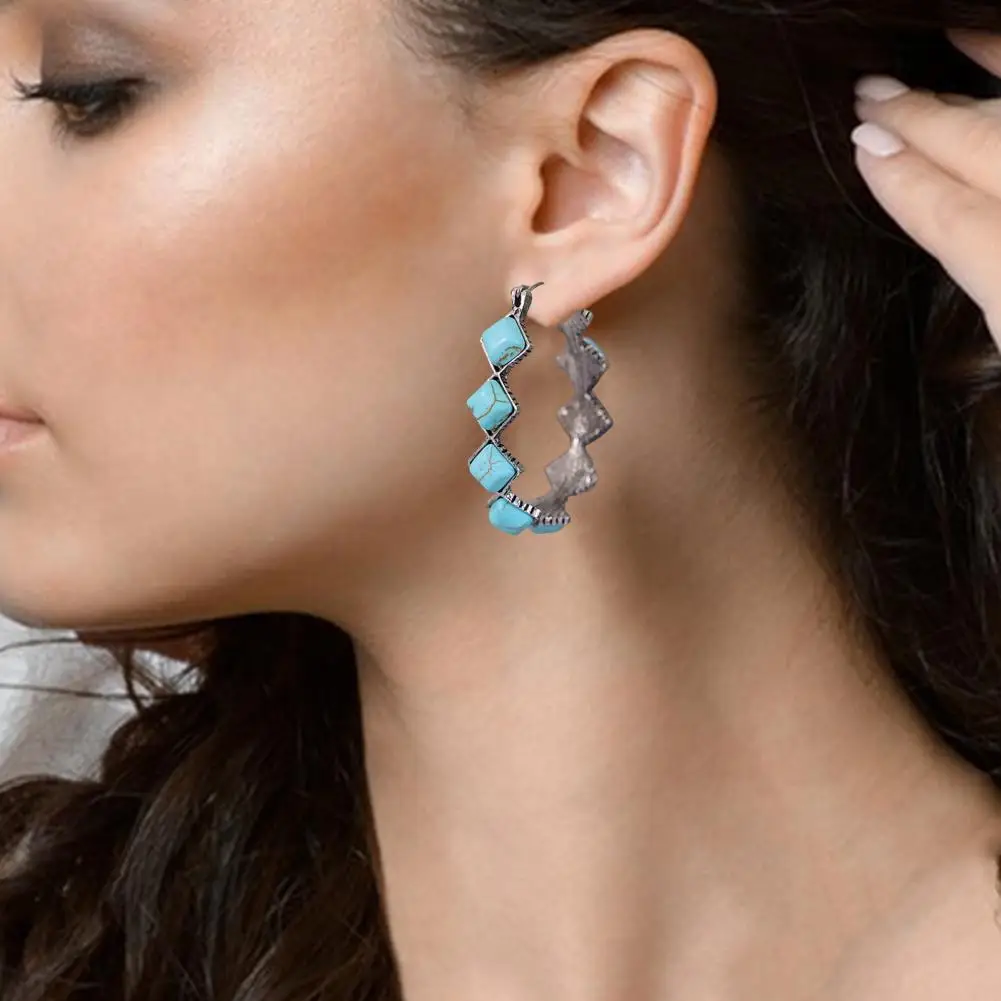 

Teens Earrings U Shape Casual Geometric Faux Turquoise Girls Earrings Lightweight Statement Earrings Jewelry Accessories