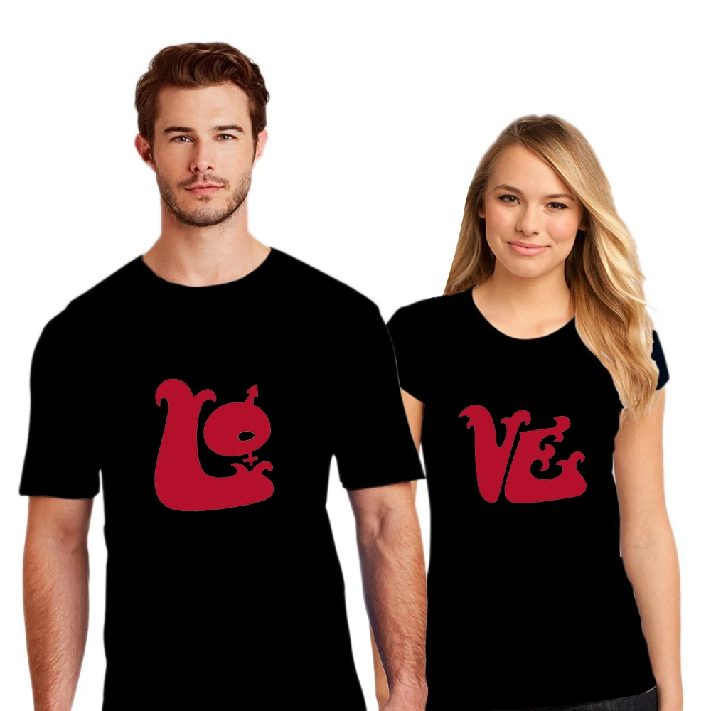 

Couple T-shirt Letter Fashion Printing Love Casual O-neck Lover Short Sleeve Tees Clothes Summer Women Man Tops
