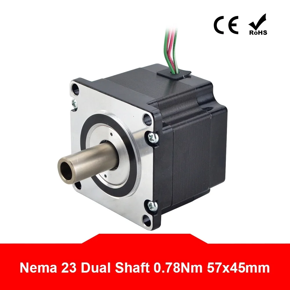 

Двухвальный шаговый двигатель Nema 23, 0,78 нм, полый вал А, 57x57x45 мм, шаговый двигатель 12 мм, вал для гравировального станка с ЧПУ
