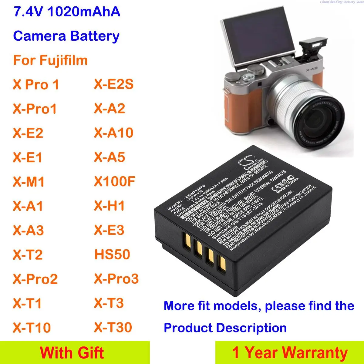 

CS 1020mAh Camera Battery NP-W126,NP-W126S for Fujifilm FinePix X-E1,X-E2,X-E2S,X-E3,X-M1,X-A1,X-A3,X-A5,X-T1,X-T2,X-T3,X-T10