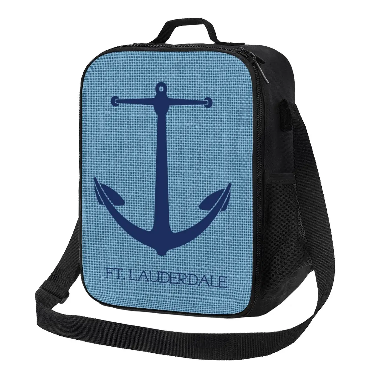 

Nautical Lauderdale Anchor Insulated Lunch Bag Blue 3D Printing Graphic Navy Sea Ocean Waterproof Cooler Thermal Bento Box