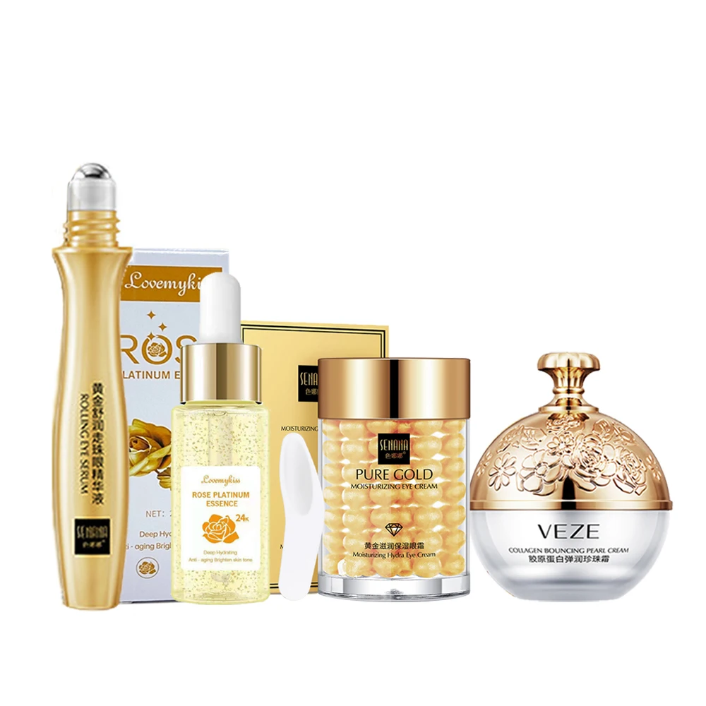 

24K Gold Rose Face Essence Skin Care Set Whitening Cream Anti Swelling Eye Bags Eye Serum Korean Cosmetics Facial Products Kit