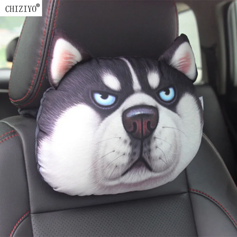 

CHIZIYO Newest 2023 3D Printed Schnauzer Teddy Dog Face Car Headrest Neck Rest Auto Neck Pillow Without Filler