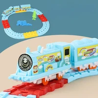 electric train car with track construction vehicle rail car childrens toys assembly toy for boy