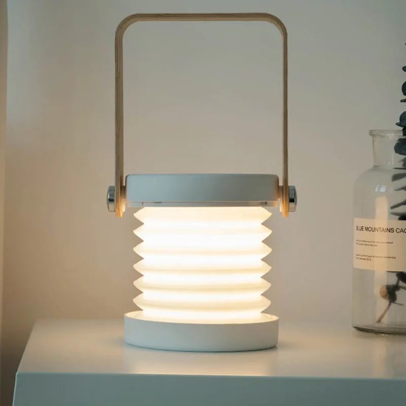 

Wooden Folding Bedside Lamp Touch Switch Dimming Bedroom Table Lamp 5V USB Recharge Portable Lantern Night lights for Outdoor