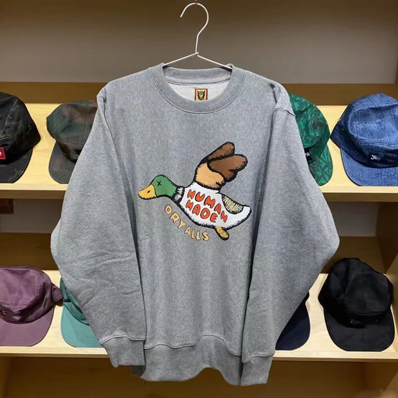 

Oversized Human Made Sweatshirts Cartoon Flying Duck High Quantity Fleece Pullover Men Women Loose Hooded Sweatshirt