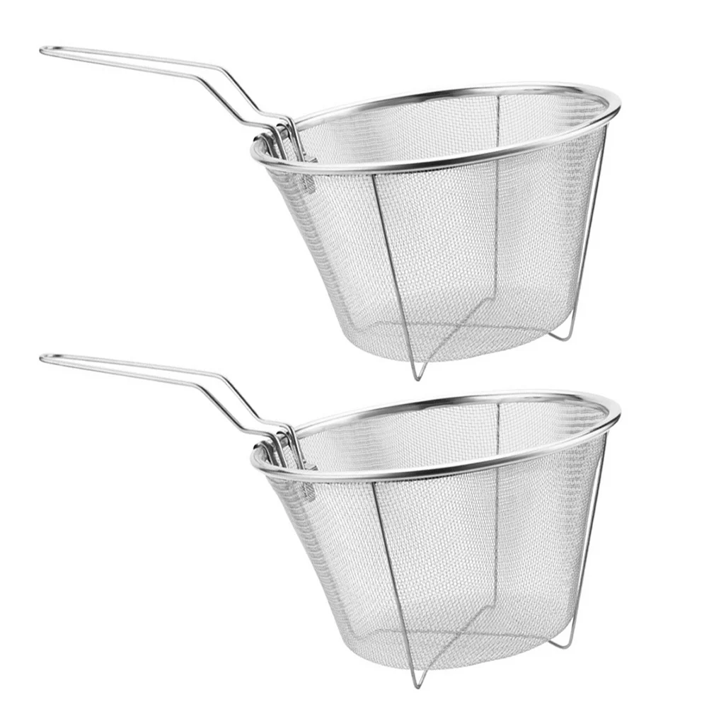 

2 Pcs Fry Daddy Deep Fryer Stainless Steel Frying Basket Snack Baskets Drain French Fries Food Fried