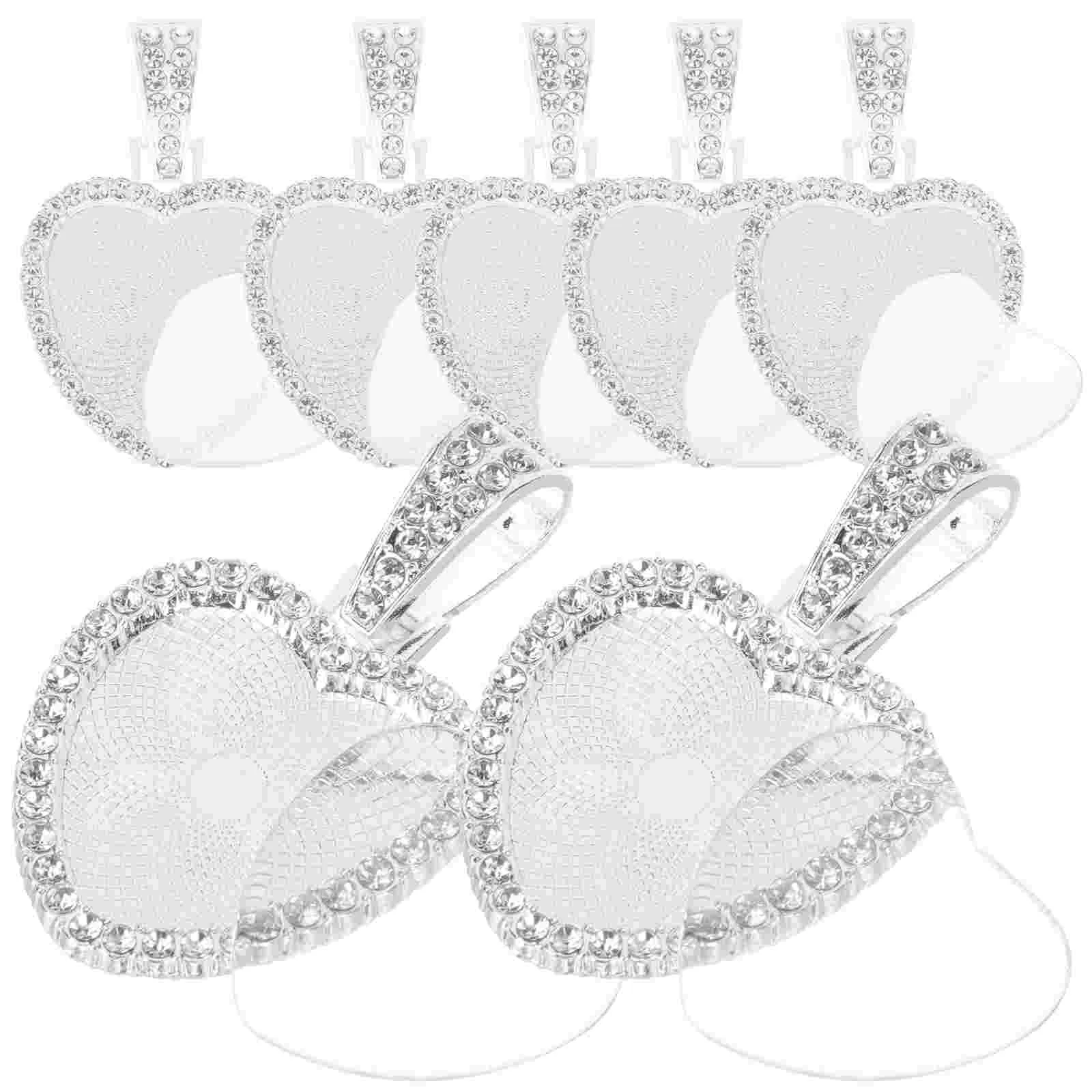 

Pendant Bezel Trays Tray Jewelry Setting Blank Blanks Heart Photo Necklace Sublimation Chain Round Lamp Craft Charm Rhinestone