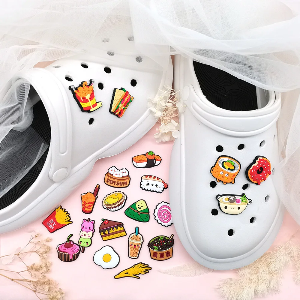 Cartoon Jibz PVC Shoe Decoration New Fruit Food Series Croc Charms Children's Holiday Party Gifts Shoe Accessories