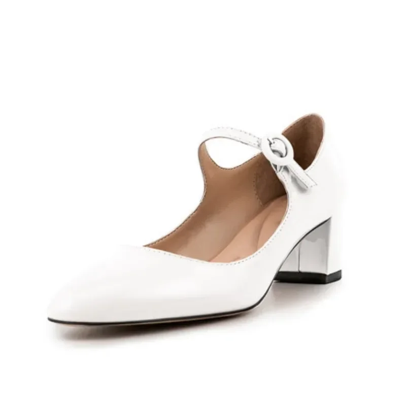 2024 абрикосовые туфли Мэри Джейн на толстом каблуке с круглым носком новые