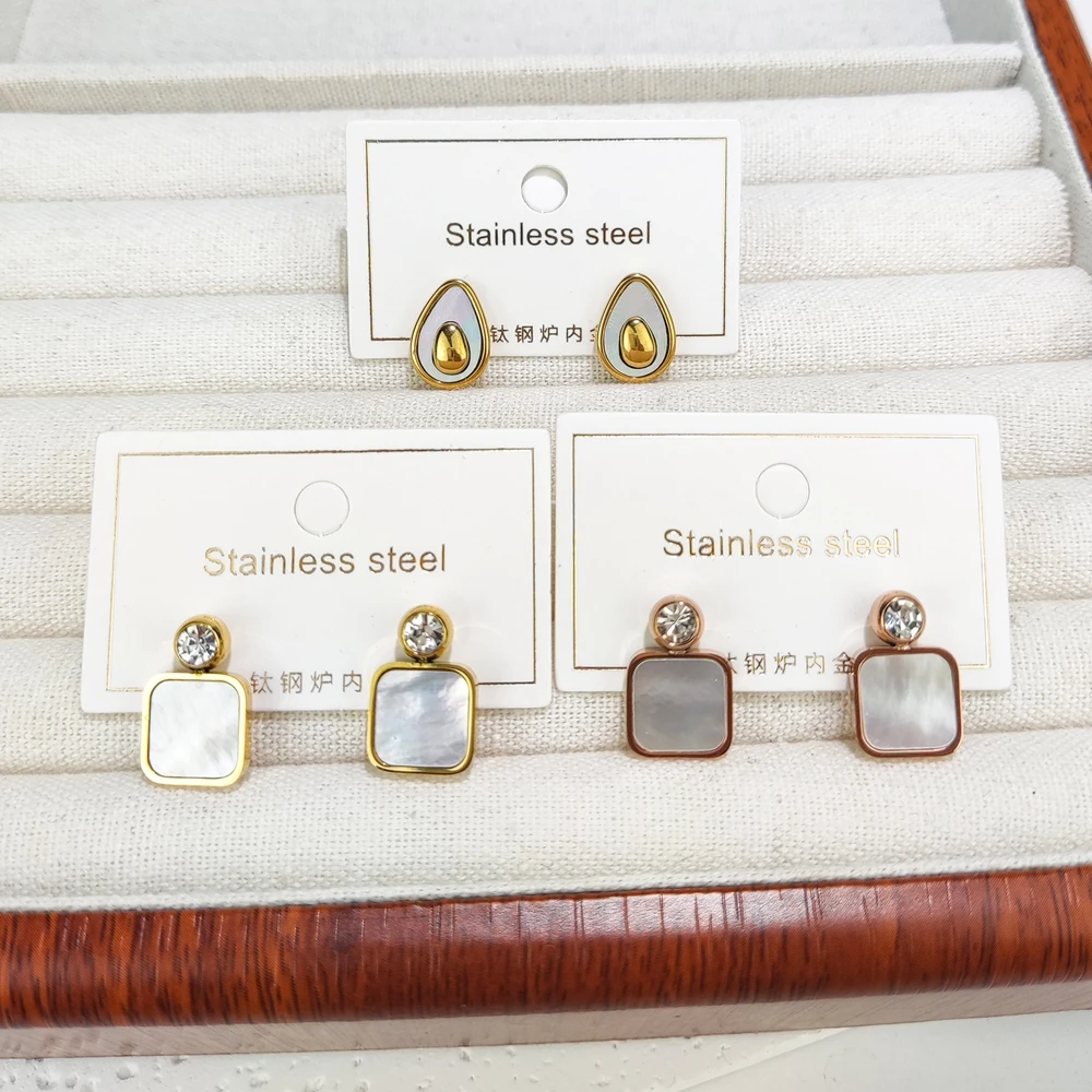 Новые модные ювелирные изделия из нержавеющей стали с цирконом квадратные