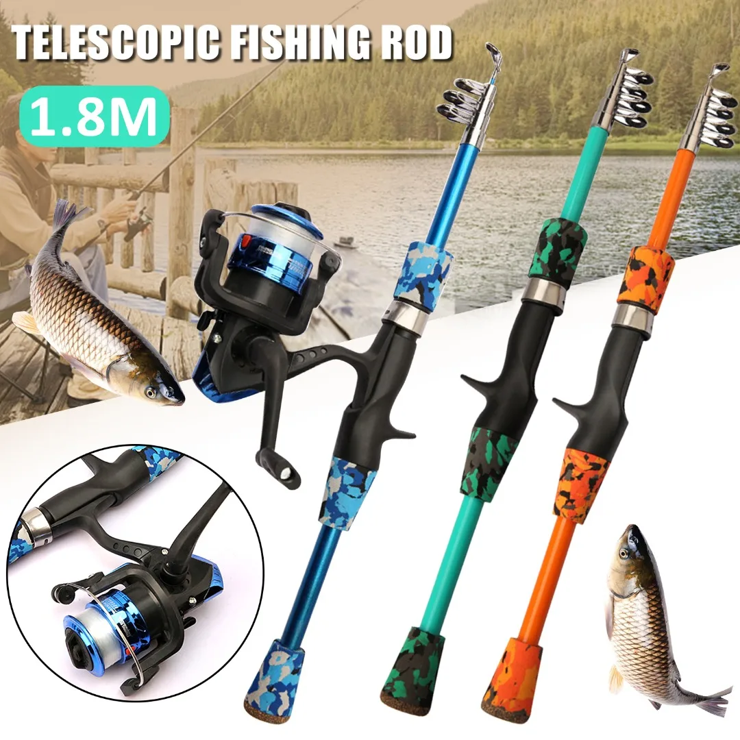 

1 шт., телескопическая рыболовная удочка с катушкой, 1,8 м