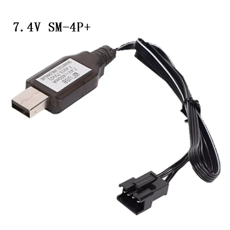 

1Pc 7.4v (3.7v x2) Charger SM-4P Li-ion battery Electric RC Toys car boat USB Charge Cable