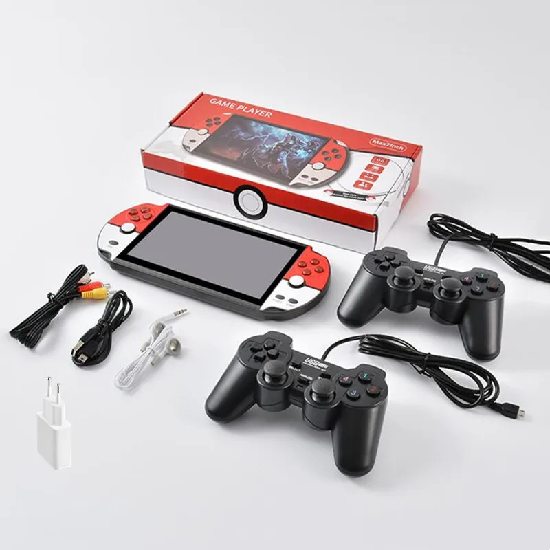 

Портативная игровая консоль 16 ГБ, 7,1 дюймов, HD экран, PokeBall, цветные встроенные 10000 + Ретро-игры, портативный игровой видеоплеер для PSP PS1
