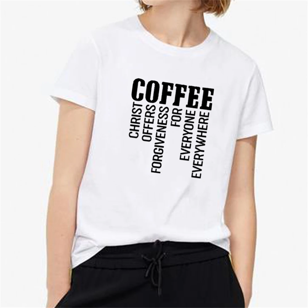 

Coffee Summer T-shirt Women Short Sleeve Tshirt Women Top CasualT-shirt