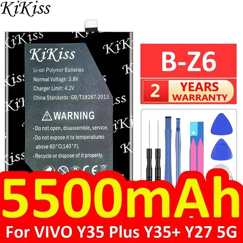 Фото Аккумулятор B-Z6 с увеличенным сроком службы для Vivo Y35 Plus Y35+ Y27 5G, 5500 мАч, отличная работа при низких температурах №1