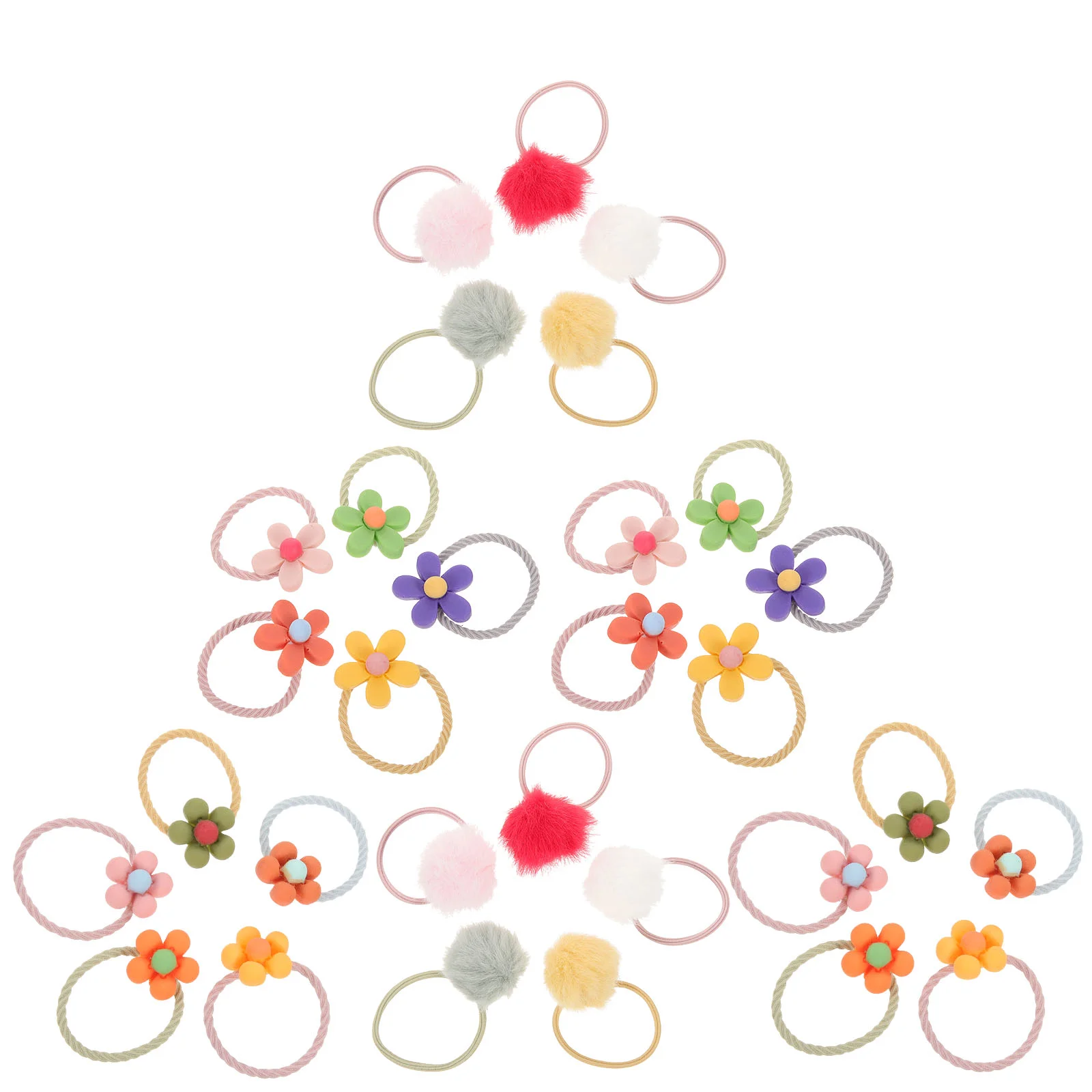 

Bracket Pom Hair Ties Girls Flower Ponytail Holders Elastic Rope Baby Accessories