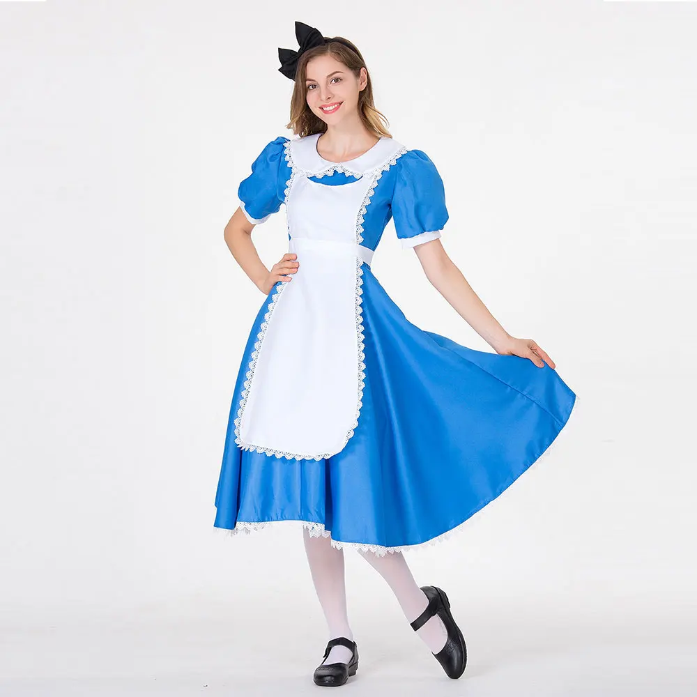 

Women's Halloween Anime Alice In Wonderland Blue Party Princess Queen Cosplay Costume Anime Sweet Lolita Sissy Maid Fancy Dress