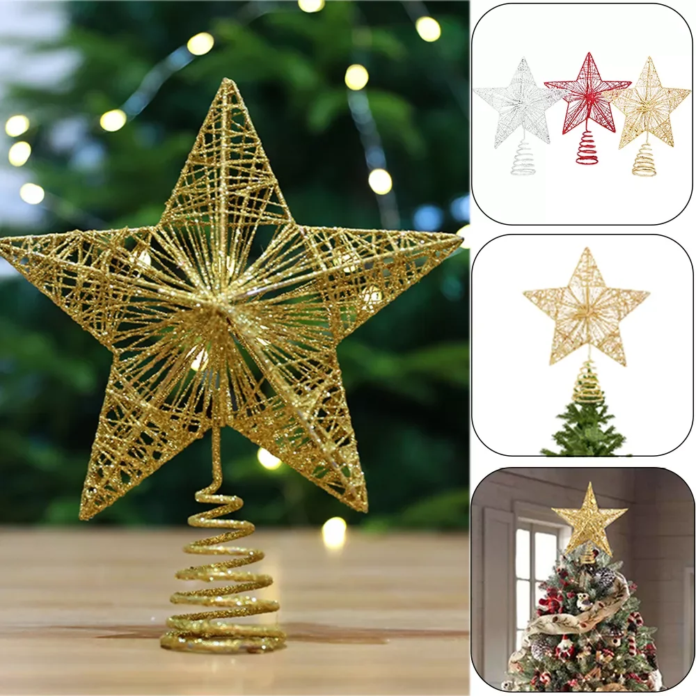 

Блестящий топ для рождественской елки, Железная Звезда, топпер для елки, рождественские украшения для дома, рождественские украшения, новогодний декор, Рождество