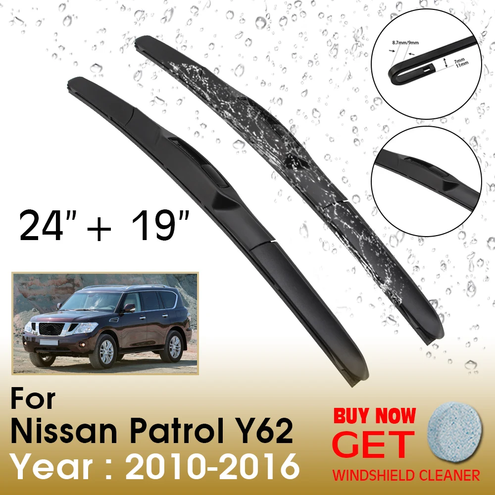 

Car Wiper Blade For Nissan Patrol Y62 24"+19" 2010-2016 Front Window Washer Windscreen Windshield Wipers Blades Accessories