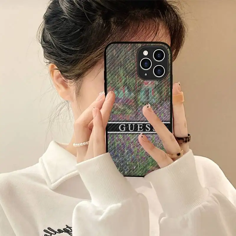 

Gustav Klimt Flower Garden Brand Guess Phone Case Hard Leather Case for iPhone 11 12 13 Mini Pro Max 8 7 Plus SE 2020 X XR XS