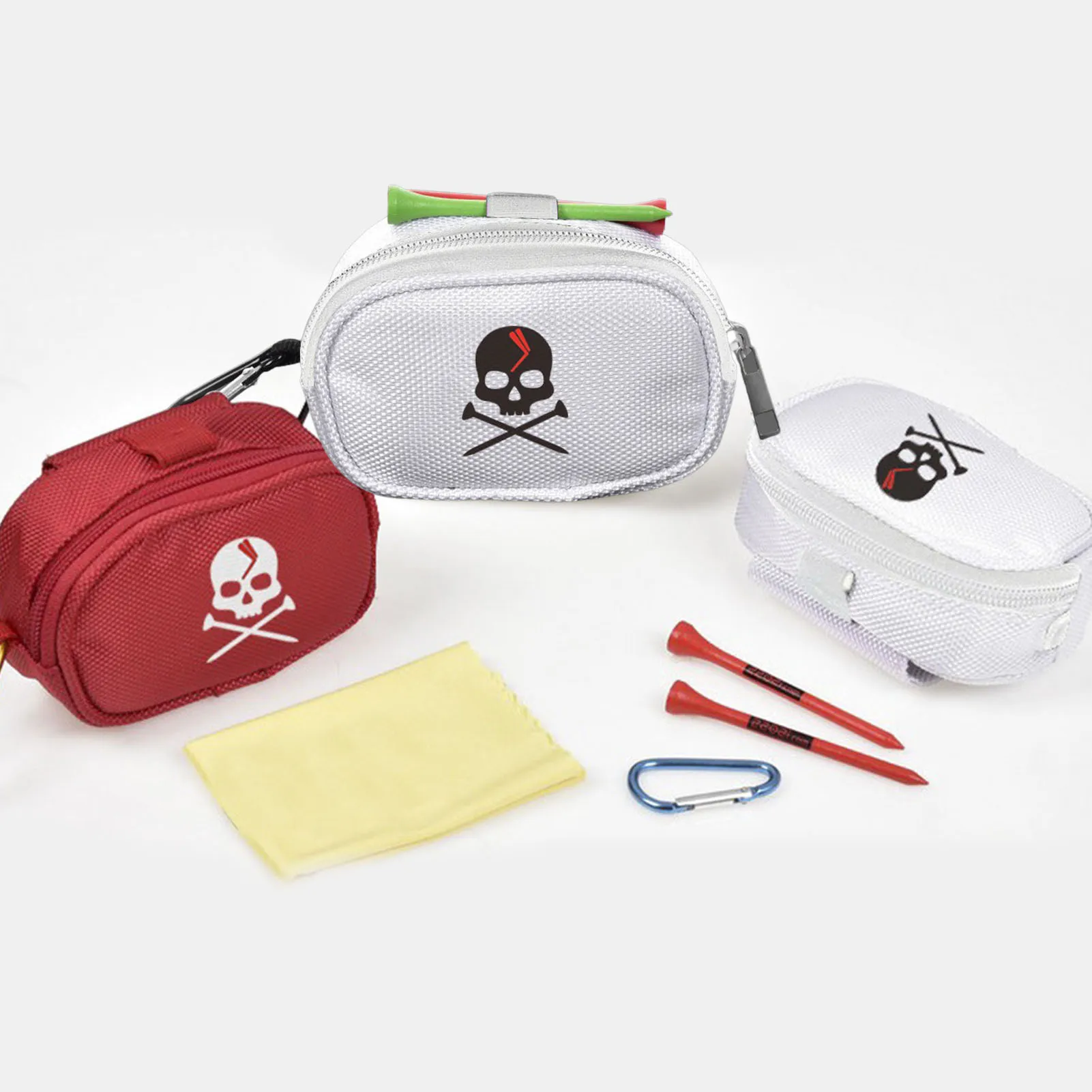 

Skull Golf Ball Pouch Durable Polyester Golf Sleeve Practice Ball Bag Portable Skull Golf Zipper Handbag Great Gift For Golf