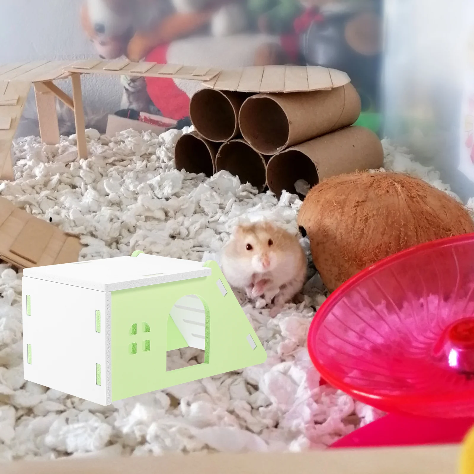 

Cage Hamster House Wooden Hideouts Tiny Homes Toy Adorable Rat Landscaping Supplies