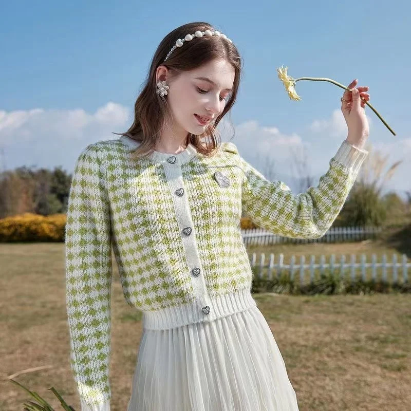 

Женский трикотажный кардиган, повседневный теплый кардиган с принтом, осень 2022