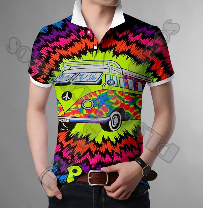 

Newest Trippy Hippie Colorful Psychedelic Tattoo Vintage 3DPrint Harajuku Streetwear Casual Polo Shirts Summer Short Sleeves X3