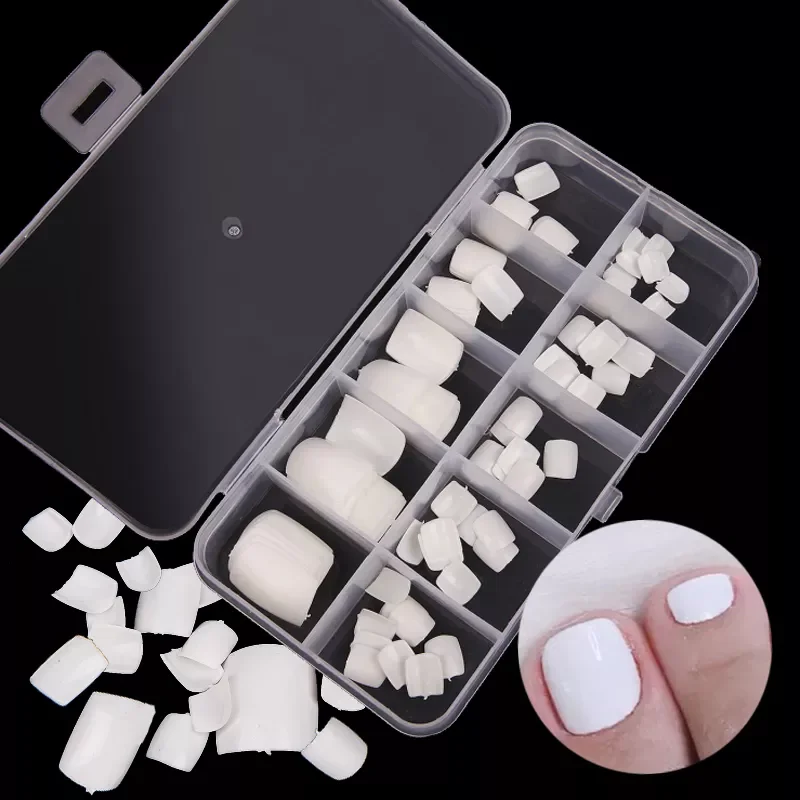 

Full Cover Fake Toenail Natural White Clear Press on Toe Foot Nails Art Tips Artificial Acrylic False Nail Manicure Tools