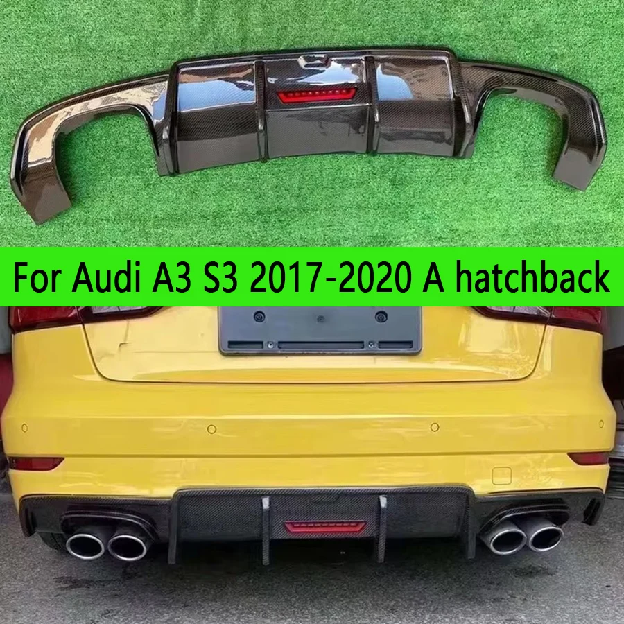 

Для Audi A3 S3 2017-2020 A хэтчбек углеродное волокно автомобильный задний бампер диффузор задние сплиттеры спойлер задняя губа комплект кузова автозапчасти